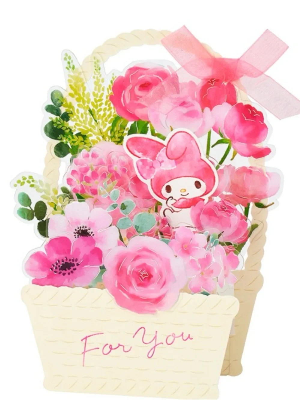 My Melody PopUp Display Any Occasion Greeting Card w For You Floral Design NWT